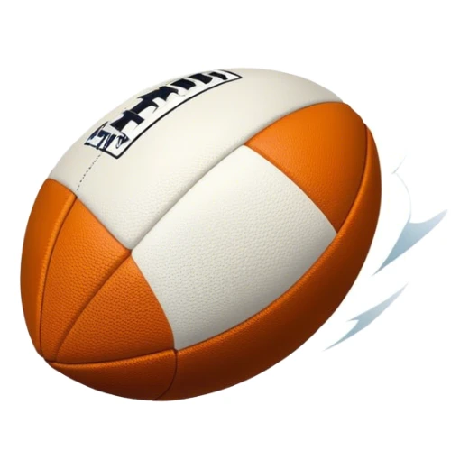 Cinematic Realistic image of an AFL ball captured mid-flight with dynamic motion blur and finely detailed rugged textures, set under dramatic stadium lighting that evokes high-energy athleticism sticker