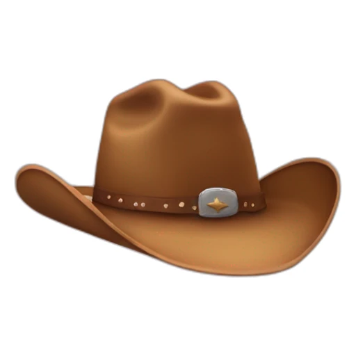 cowboy hat on top of an ear sticker