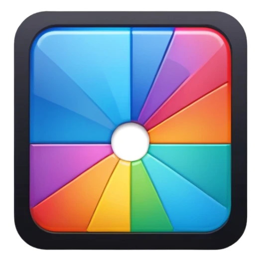 Davinci resolve "Color managment" shape, glossy iconm (rainbow colors) square with rounded edges  sticker