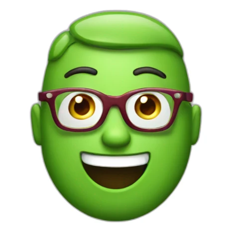 a man, green rubies on his head, waving hello, wearing glasses sticker