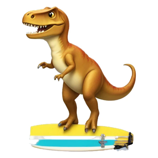 T. rex on a surfboard wearing a skirt  sticker