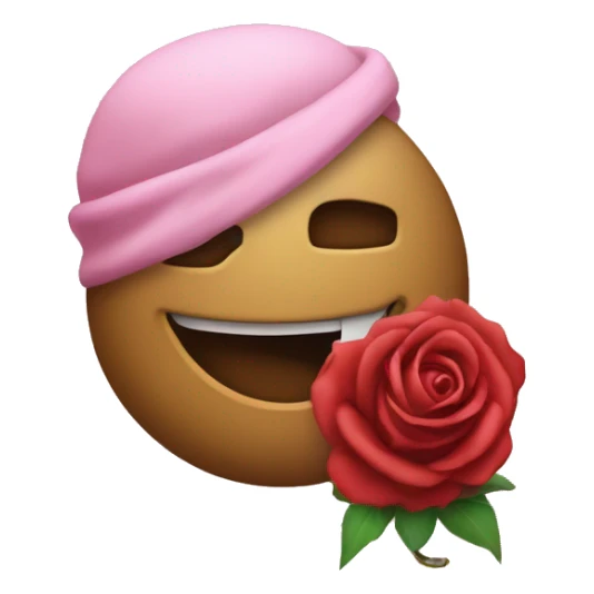 Emoji mordiendo una rosa  sticker