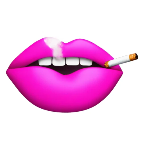 Neon pink lips are blowing smoke, and a cigarette is in her mouth sticker