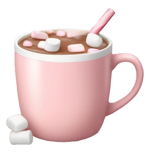 Light Pink mug of hot chocolate with marshmallows  sticker
