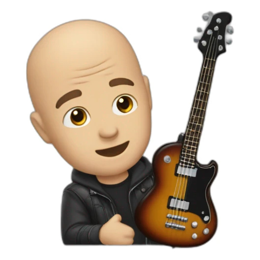 But the bass guitar player is bald sticker