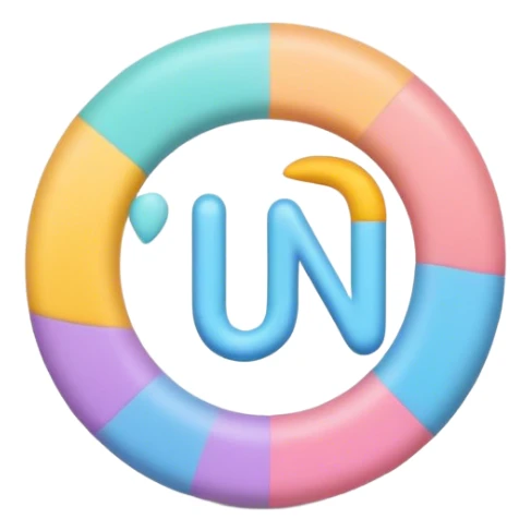 Un logo que diga mundo nuni con colores pasteles sticker