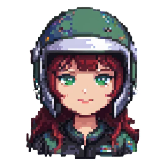 girl wearing a motorcycle helmet sticker