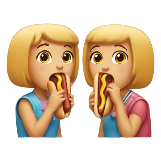2 girls eating a hot dog sticker