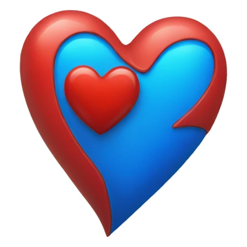 Red heart + blue heart sticker