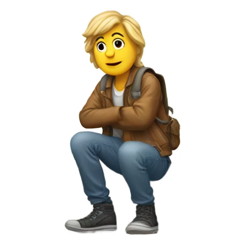 Hitchhiker sneaking in corner with thumb out  sticker