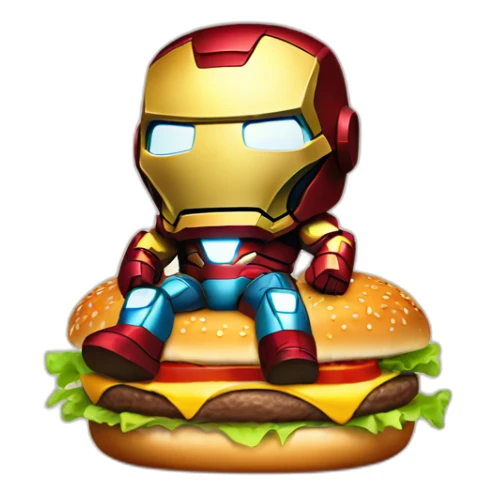 Sad Iron man sitting on burger sticker