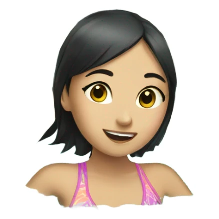 Asian girl swimming in money sticker