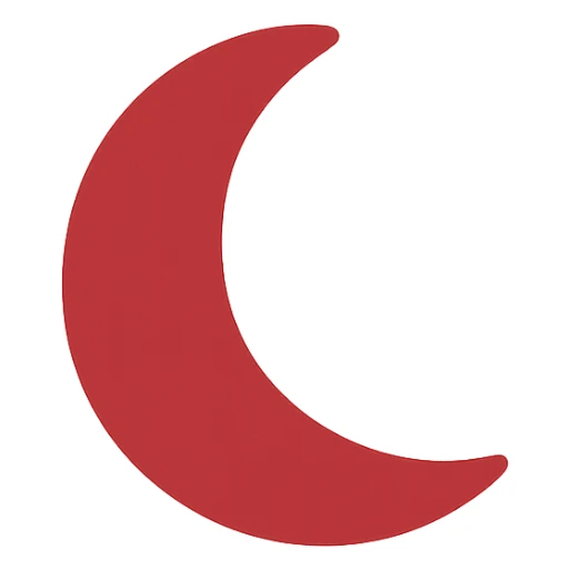 red moon icon in shade #920009 and #E5CFC0 sticker