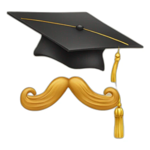 tan guy mustache with graduation cap with gold tassel sticker