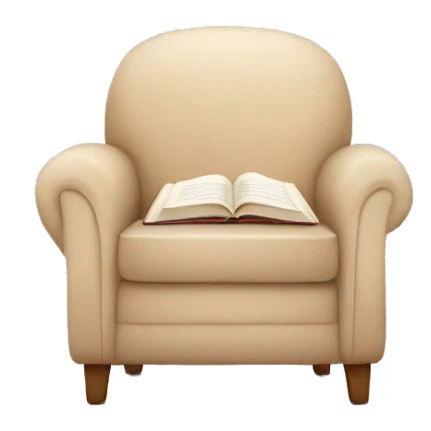 Beige Armchair with blanket and book sticker