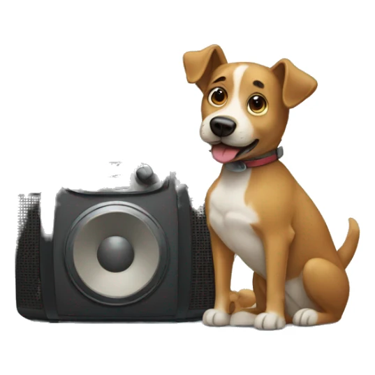 dog listening to the radio sticker