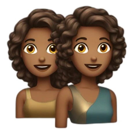 Deux amies rockeuse aux cheveux brun foncé sticker