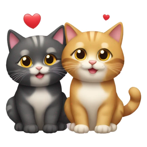 Deux chats qui font  cœur avec leur queu sticker