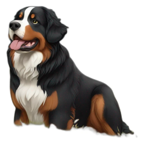 bernese mountain dog near a moose sticker