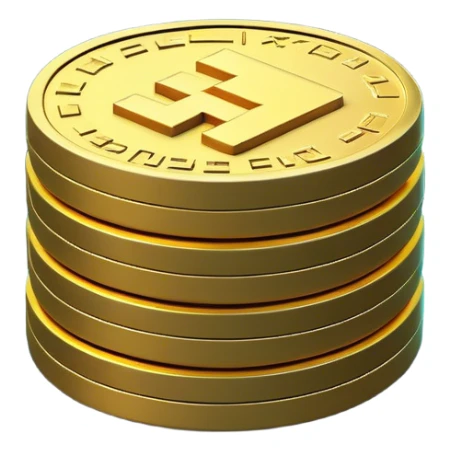 Clash of Clans aesthetic: Cinematic Playful Pixel 3D Coin Stack Emoji, rendered in a 3D vector-style similar to standard emojis with minimal shading and bold, simplified shapes. A compact, distinct form with signature details, softly glowing with a pixelated adventure charm. Simplified yet unmistakably iconic, highly detailed and consistent, glowing with a soft radiance and high shine. Stylized with a touch of classic pixel-art charm and a soft glowing outline, capturing the essence of a beloved gaming relic with a friendly, playful manner! sticker