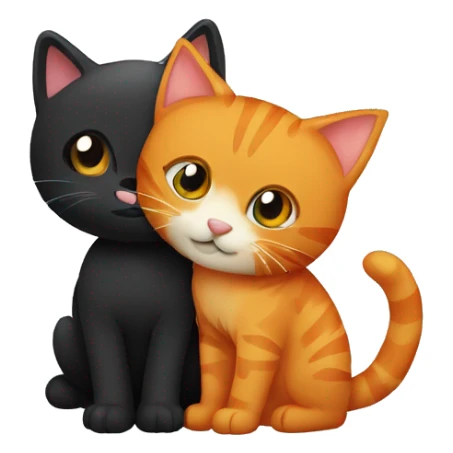 orange tabby cat and black cat hugging sticker