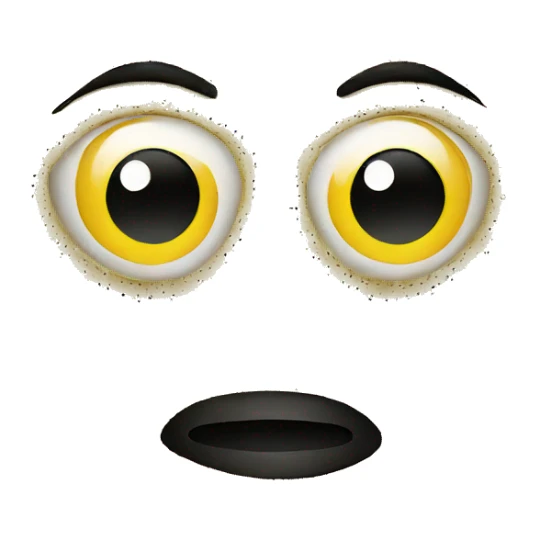 Yellow emoji with black dots for eyes sticker