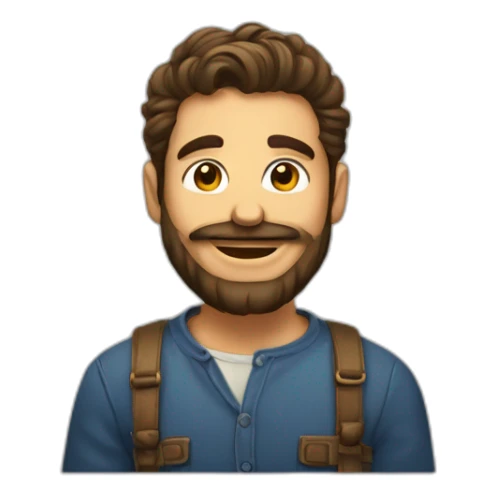 hombre gordo con pelo canoso y barba pintando un cuadro sticker