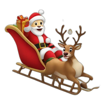 Santa Claus flies on a sleigh with reindeer sticker