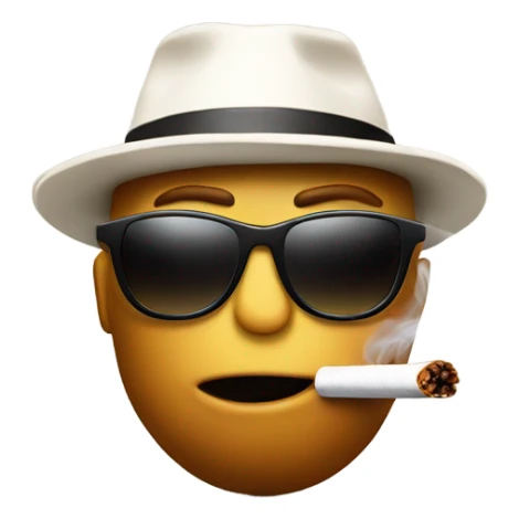 Nut emoji smoking cigarette with sunglasses on sticker