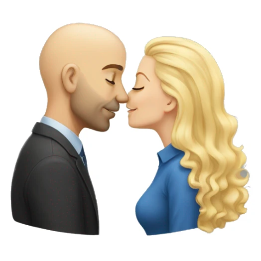 Tall bald white man kissing a blonde woman sticker