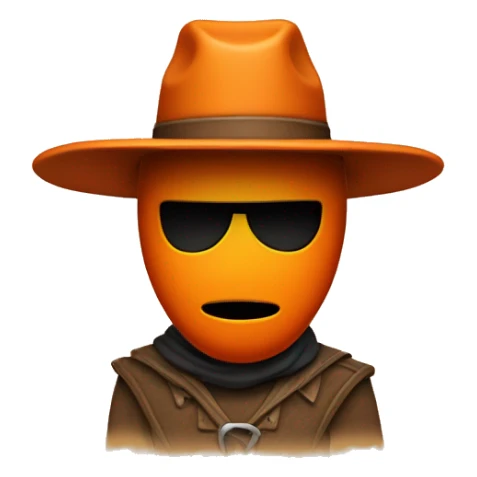 A orange stickmen with a hat which is not a cowboy hat but regular hat sticker