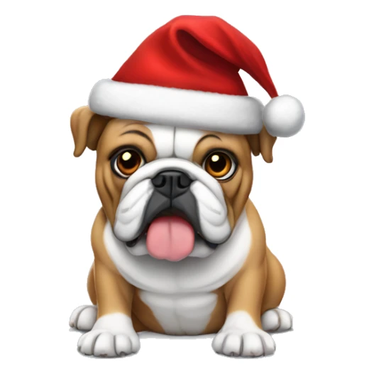 english bulldog with christmas hat sticker