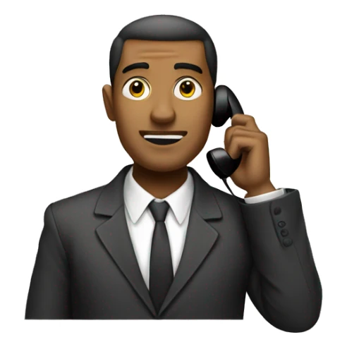 man with dollar signs calling with his telephone sticker