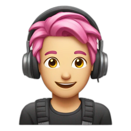 happy-head-pink-hair-headphones sticker
