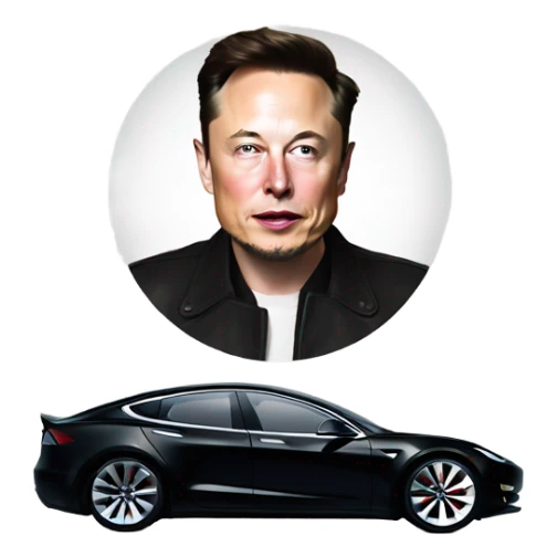 Elon musk in a Tesla  sticker