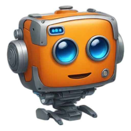 little orange robot with blue eyes sticker
