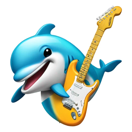Dolphin with sun shades playing a fender Stratocaster sticker