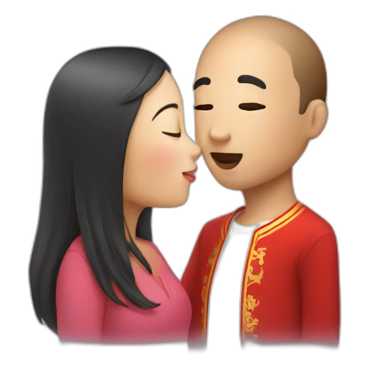 French guy and Chinese girl kissing sticker
