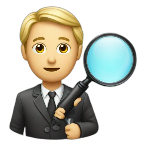 investigator with a magnifying glass sticker