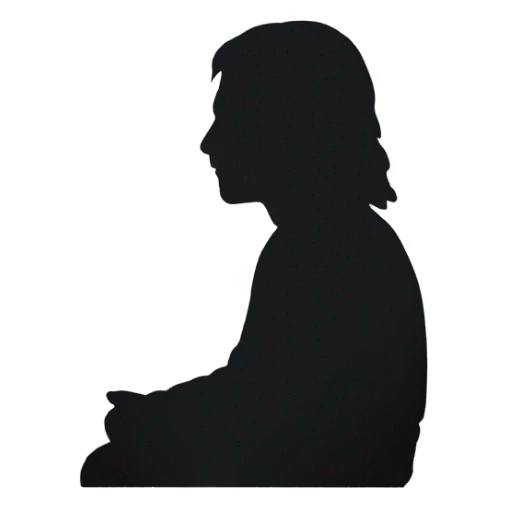 silhouette of a man sitting with long hair sticker