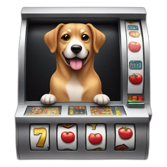 A dog playing a slot machine winning sticker