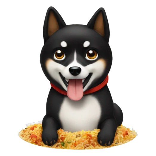 Black shibainu-eating-biriyani sticker