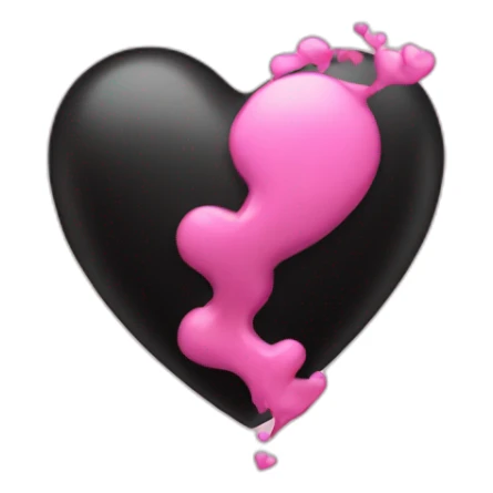 a pink heart blowing a black heart sticker