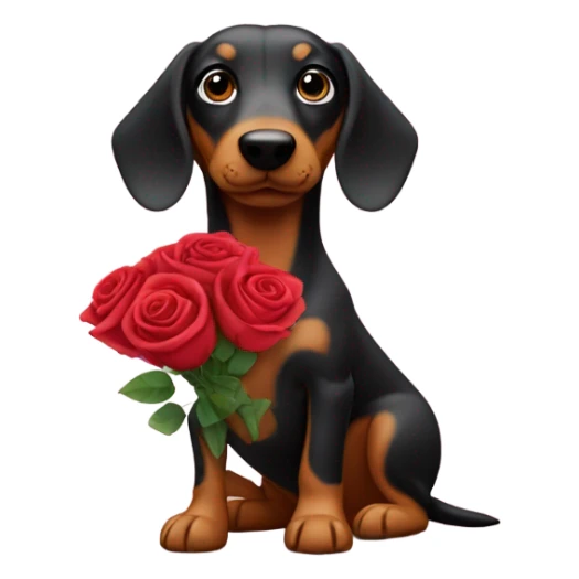 Sausage dog giving roses  sticker