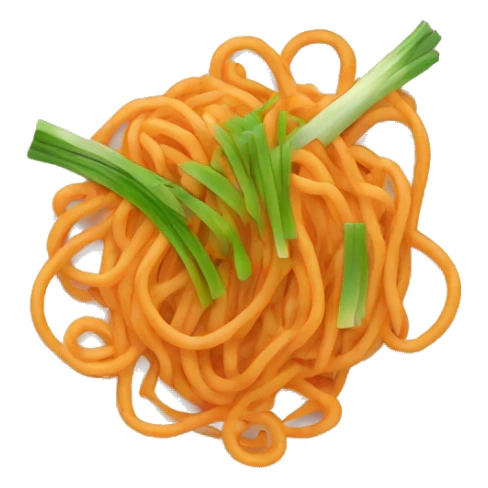 food emoji of orange noodles with spring onion sticker