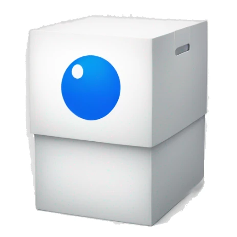 A white box with a bold blue circle with a white 'B' in the center." sticker