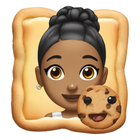 black ariana grande with a cookie and a juice box sticker