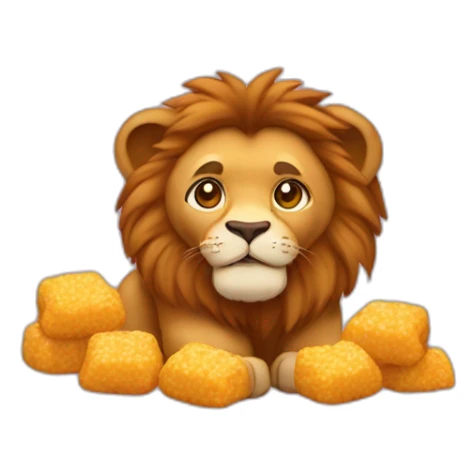 Lionceau en peluche qui mange des nuggets sticker