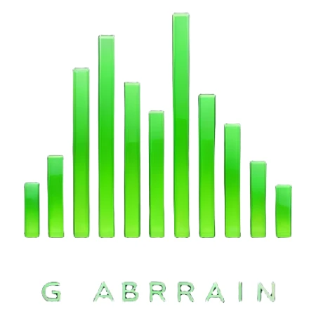Sleek, modern logo for “Gigabrain”: four neon‑green vertical bars (brainwave/chart) with subtle circuitry on a dark background, “GIGABRAIN” in bold geometric sans‑serif, flat minimalist tech style.
 sticker