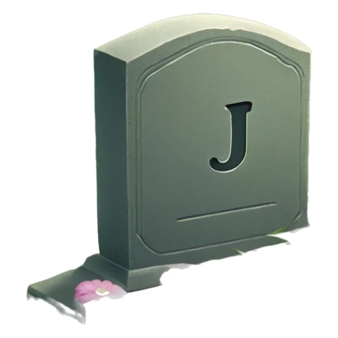 tombstone with the letter J on a meadow sticker